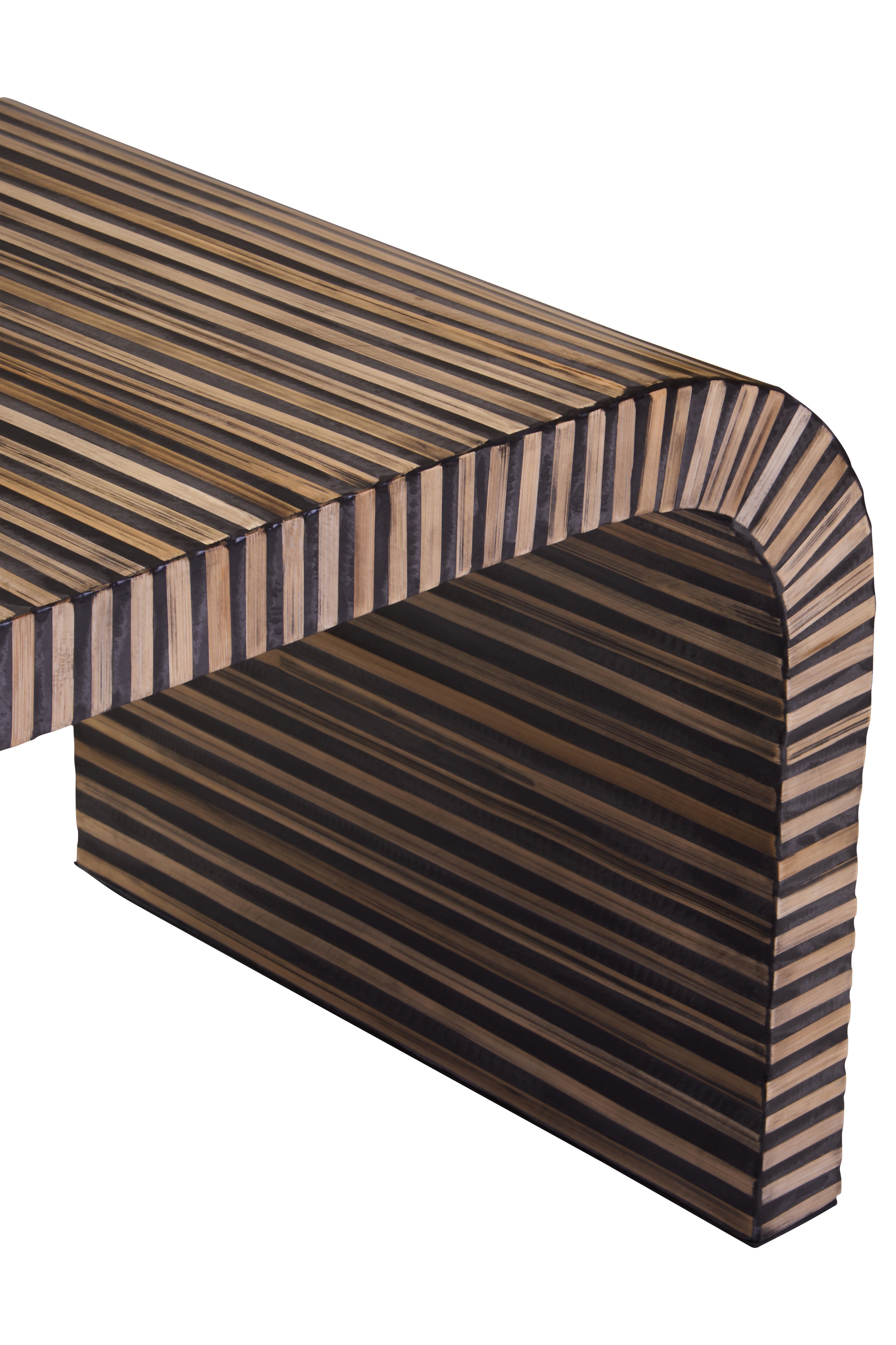 Antibes Bamboo Inlay Curved Coffee Table